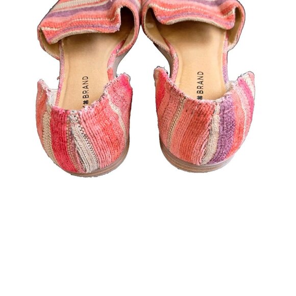 LUCKY BRAND Jinree D'Orsay Ballet Flat Burgundy Macaylah Stripe SZ 10 M - Picture 3 of 5